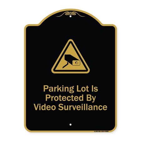 SIGNMISSION Designer Series-Parking Lot Is Protected By Video Surveillance With Caution Gr, 24" H, BG-1824-9800 A-DES-BG-1824-9800